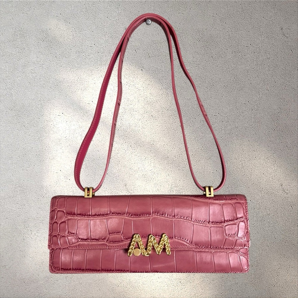 APEDE MOD Pink Embossed Baguette Bag Shoulder Crossbody - Picture 8 of 11